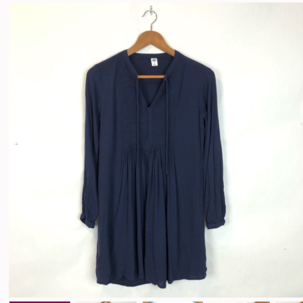 Old Navy V Neck Long Sleeve Navy Blue Dress Size S